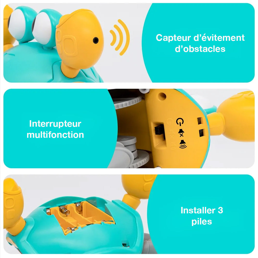 Crabe interactif qui marche avec capteur et musique