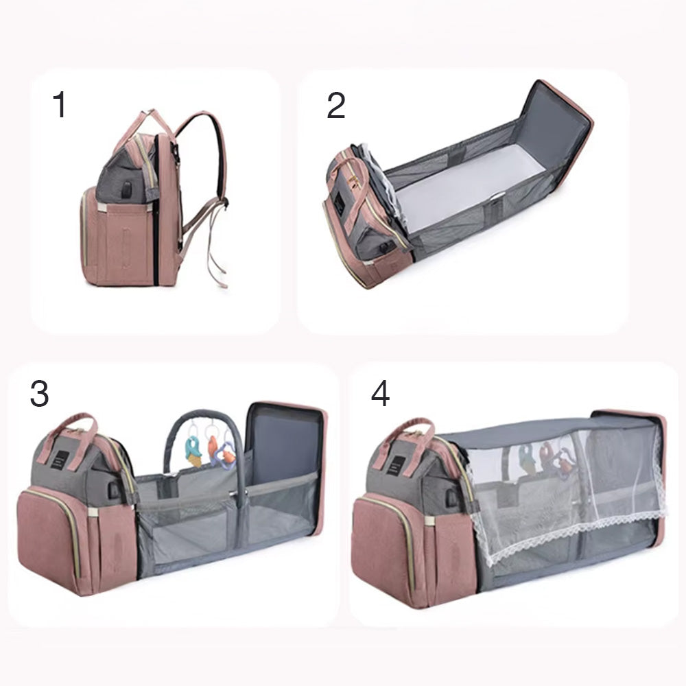 Sac à langer avec lit pliant intégré grande capacité