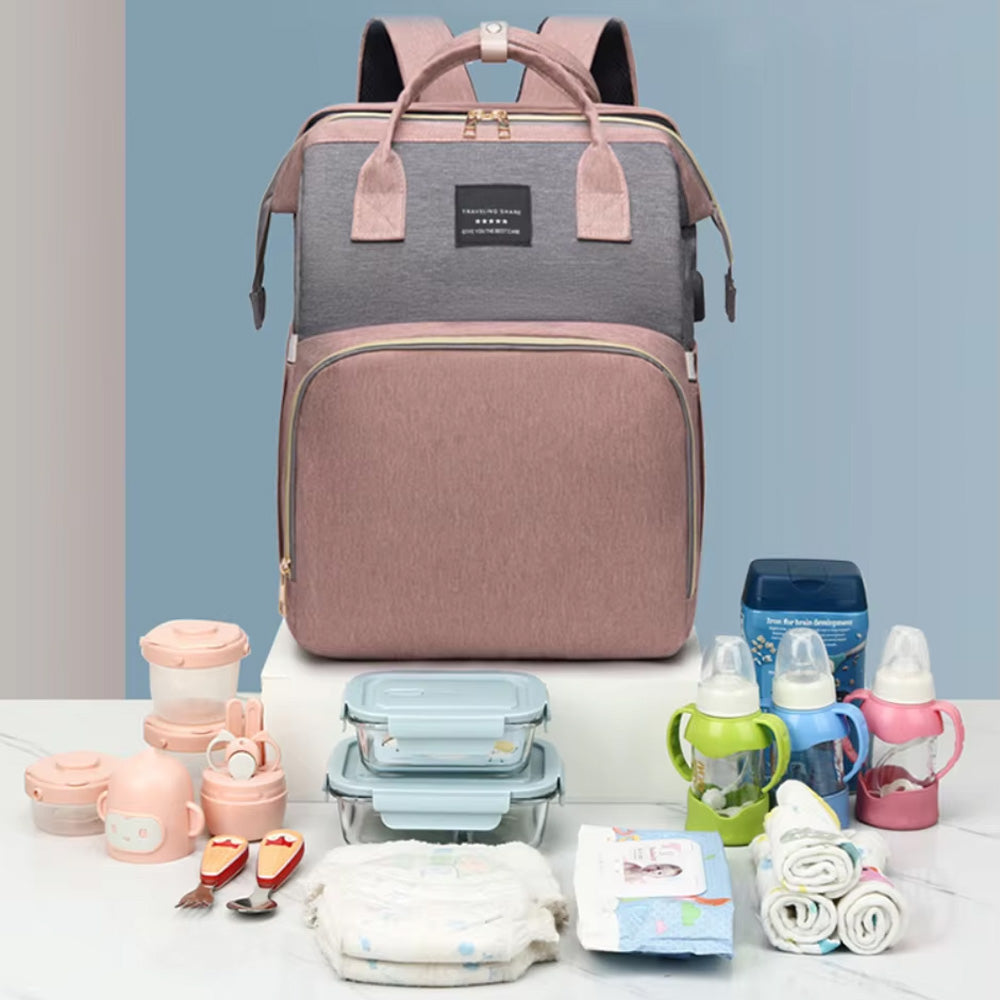 Sac à langer avec lit pliant intégré grande capacité